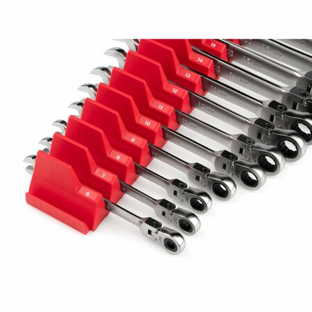 Tekton Flex Head 12-Point Ratcheting Combination Wrench Set with Organizer, 34-Piece, 1/4-1 in., 6-24 mm WRC95305